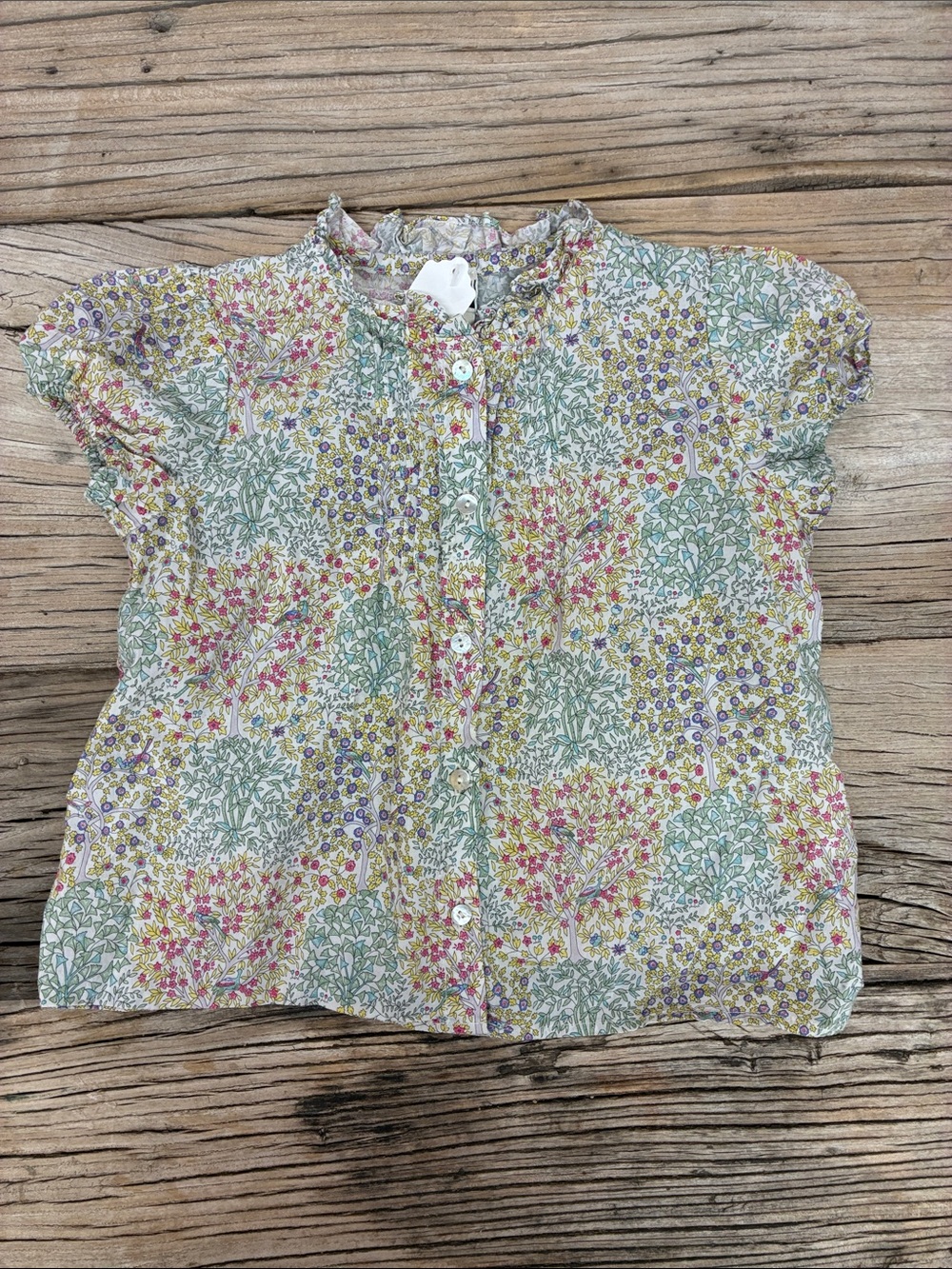 Bonton Aria Blouse Girls Floral Button-Front Floral Print Liberty Top Size 6